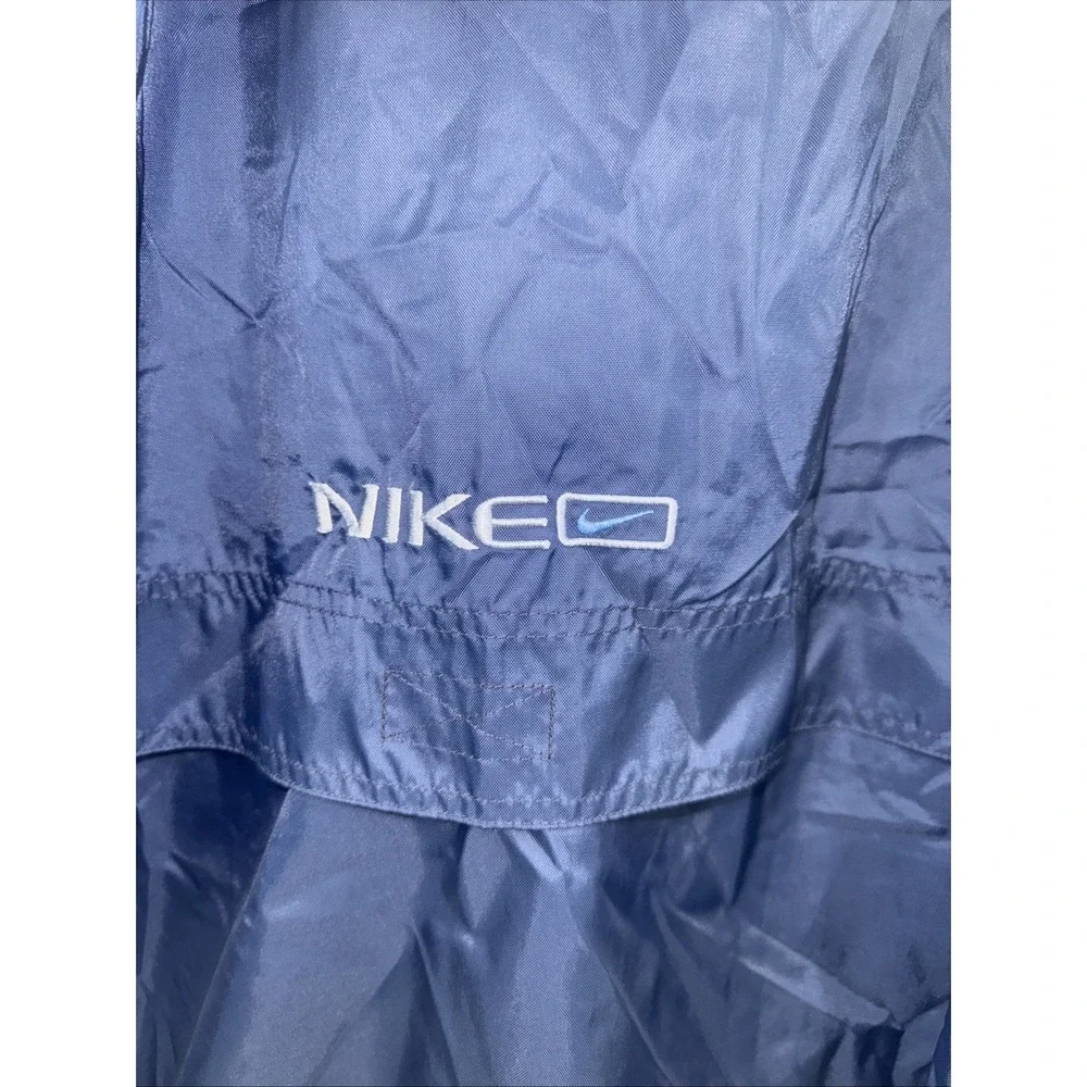 Vintage Nike XL Blue Nylon Windbreaker Anorak Jacket Center‎ Pouch Rare Swoosh
